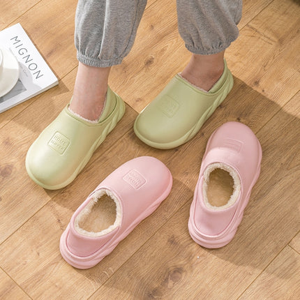 Winter Warm Velvet Thick Waterproof Cotton Slippers, Color: Pink 599(38-39)-garmade.com