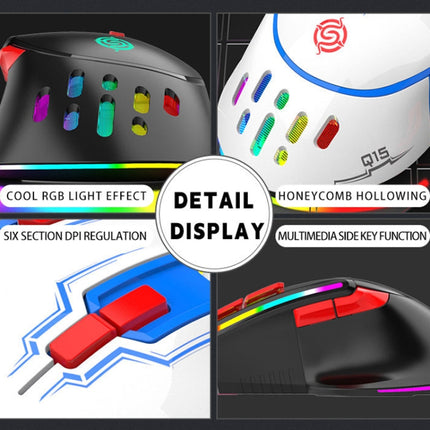 K-Snake Q15 9 Keys RGB Light Effect Wired Mechanical Mouse, Cable Length: 1.5m(Black)-garmade.com