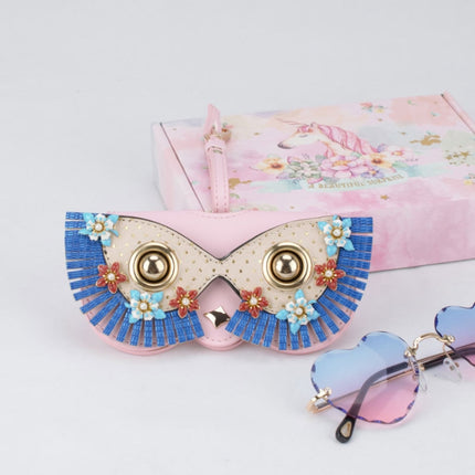 Cute Quirky PU Sunglasses Case Portable Glasses Bag with Hanging Buckle, Color: Heart Flowers Pink-garmade.com