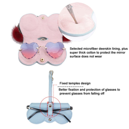 Cute Quirky PU Sunglasses Case Portable Glasses Bag with Hanging Buckle, Color: Sequenant Flower Ring Blue-garmade.com