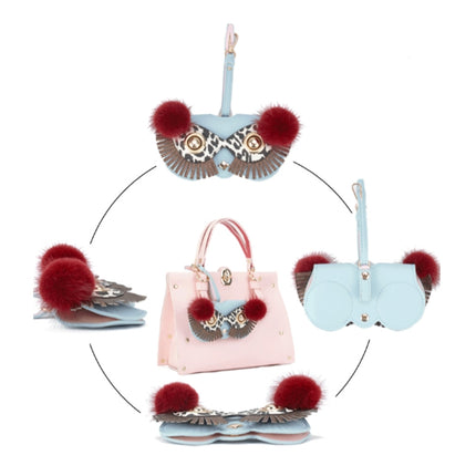 Cute Quirky PU Sunglasses Case Portable Glasses Bag with Hanging Buckle, Color: Pearl Sakura Pink-garmade.com