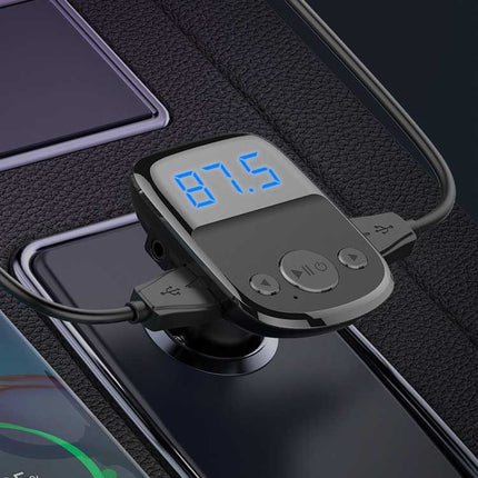 LDNIO C706Q QC3.0+AUTO-ID Car Bluetooth FM Music Digital Display Car Charger with Micro USB Cable-garmade.com