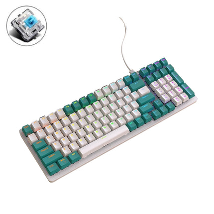 ZIYOU LANG K3 100 Keys Game Glowing Wired Mechanical Keyboard, Cable Length: 1.5m, Style: Water Green Version Green Axis-garmade.com