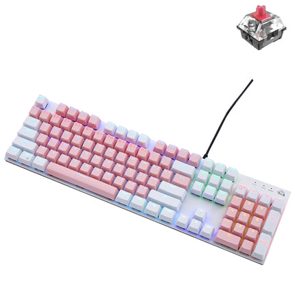 ZIYOU LANG K1 104 Keys Office Punk Glowing Color Matching Wired Keyboard, Cable Length: 1.5m(Pink White Red Axis)-garmade.com