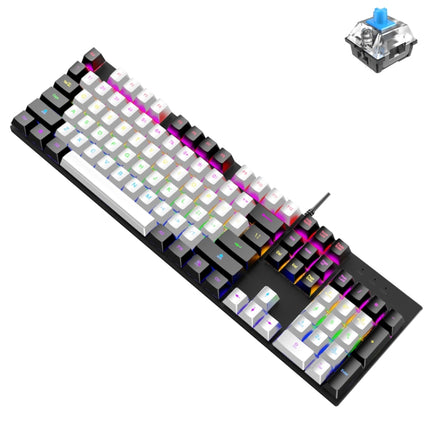 ZIYOU LANG K1 104 Keys Office Punk Glowing Color Matching Wired Keyboard, Cable Length: 1.5m(White Black Green Axis)-garmade.com