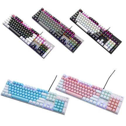 ZIYOU LANG K1 104 Keys Office Punk Glowing Color Matching Wired Keyboard, Cable Length: 1.5m(Pink White Red Axis)-garmade.com