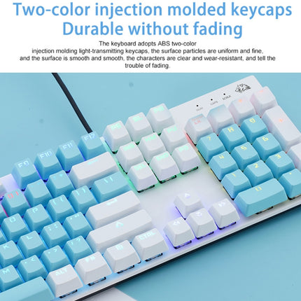 ZIYOU LANG K1 104 Keys Office Punk Glowing Color Matching Wired Keyboard, Cable Length: 1.5m(Blue White Green Axis)-garmade.com