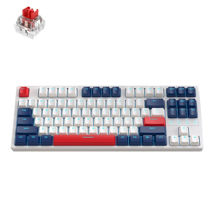 ZIYOU LANG K87 87-key RGB Bluetooth / Wireless / Wired Three Mode Game Keyboard, Cable Length: 1.5m, Style: Red Shaft (Yacht Blue)-garmade.com
