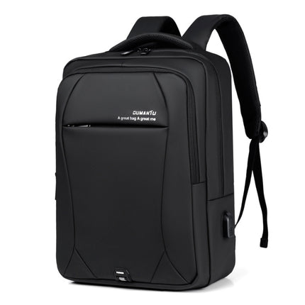 OUMANTU 2101-1 Large Capacity Backpack Waterproof Computer Bag, Color: Leather Film Black-garmade.com