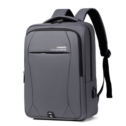 OUMANTU 2101-1 Large Capacity Backpack Waterproof Computer Bag, Color: Leather Film Gray-garmade.com