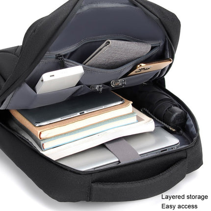 OUMANTU 2101-1 Large Capacity Backpack Waterproof Computer Bag, Color: Leather Film Gray-garmade.com