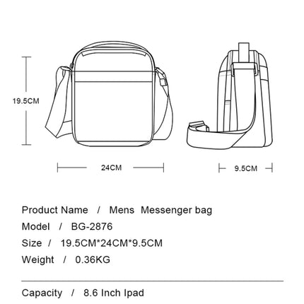 BANGE BG-2876 Men Crossbody Bag Shoulder Bag Casual Business Bags(Grey)-garmade.com