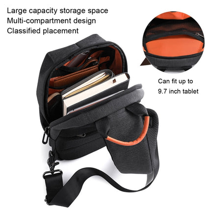 TANGCOOL TC-905 Men Chest Bag Waterproof Messengers Bag Casual USB Shoulder Bag(Black)-garmade.com