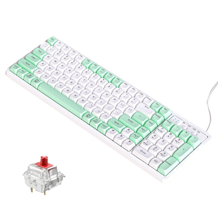 LANGTU GK102 102 Keys Hot Plugs Mechanical Wired Keyboard. Cable Length: 1.63m, Style: Red Shaft (Matcha Green)-garmade.com