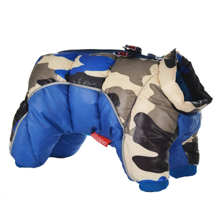 Autumn/Winter Dog Warm Cotton Jacket Pet Clothes, Color: Dark Blue 4 Legs(20)-garmade.com