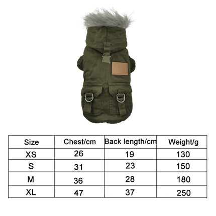 Thick Dog Clothes Pet Fur Vollar Hood Autumn Winter Cotton Coat, Color: Khaki(XL)-garmade.com