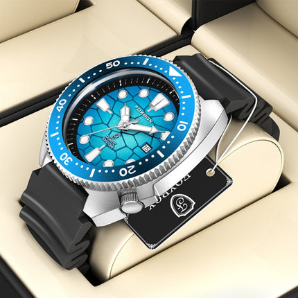 FOXBOX FB0025 Alloy Calendar Watch Luminous Waterproof Rotatable Quartz Watch(Blue)-garmade.com