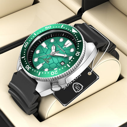 FOXBOX FB0025 Alloy Calendar Watch Luminous Waterproof Rotatable Quartz Watch(Green)-garmade.com