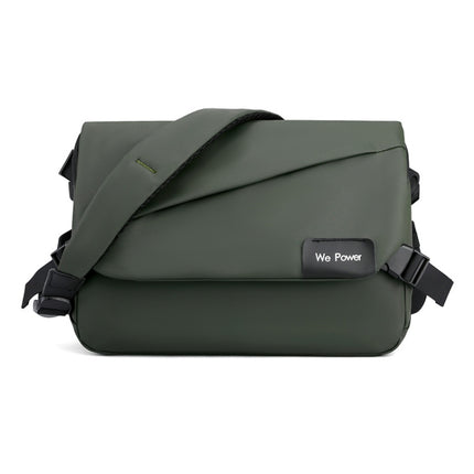 HAOSHUAI 1100-31 Men Simp Large Capacity Waterproof Messenger Bag(Army Green)-garmade.com