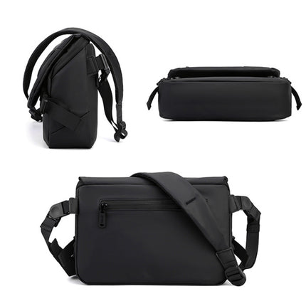 HAOSHUAI 1100-31 Men Simp Large Capacity Waterproof Messenger Bag(Black)-garmade.com