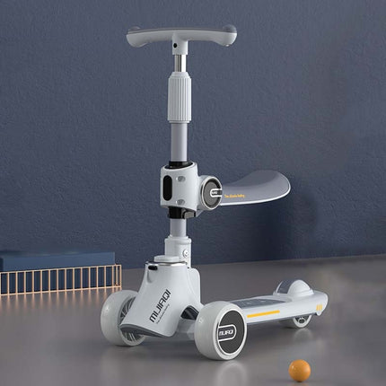 MIJIAQI 01 3 In 1 Multifunctional Foldable Children Scooter with Music and Lights, Spec: White Seat-garmade.com