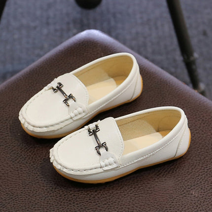 K3 Lightweight Anti-Skid Dance Bean Shoes Children Small Leather Shoes, Size: 23(White)-garmade.com