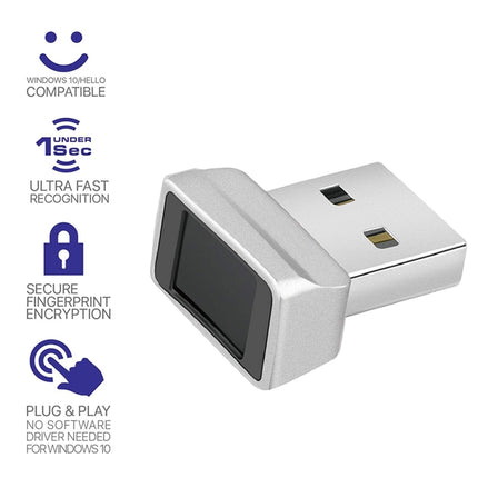 TRU7 USB Fingerprint Reader Module for Windows 8 / 10 / 11 Hello(Silver Gray)-garmade.com