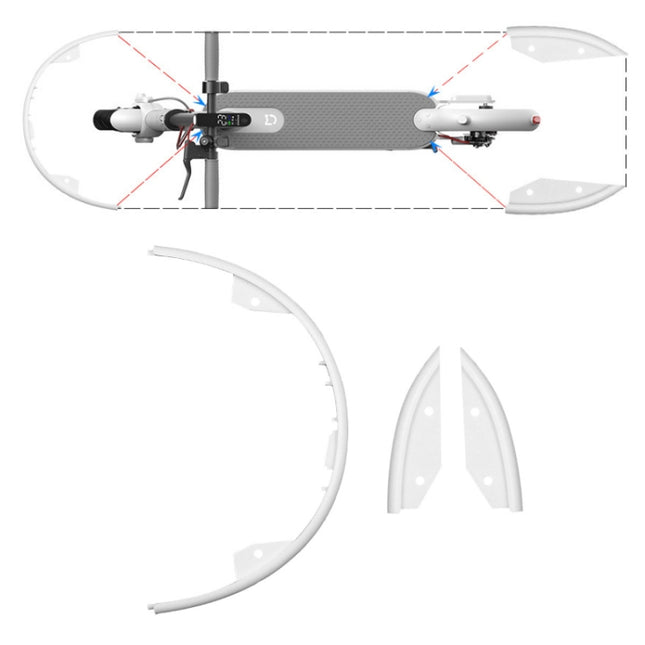 For Xiaomi Mijia M365 Side Protection Cover + Front Rear Bumper(White)-garmade.com
