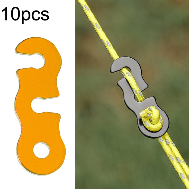 10pcs Outdoor Barracks Aluminum Alloy Umbrella Rope Buckle S-shaped Wind Rope Buckle(Orange)-garmade.com