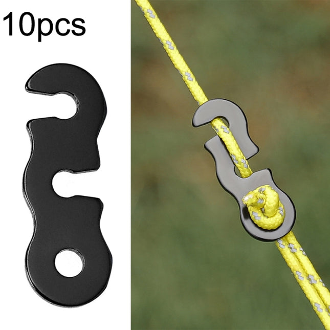 10pcs Outdoor Barracks Aluminum Alloy Umbrella Rope Buckle S-shaped Wind Rope Buckle(Black)-garmade.com