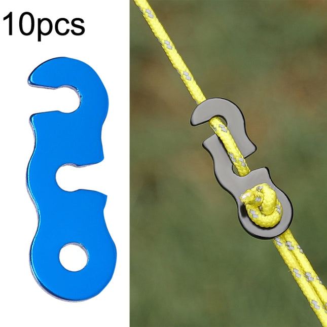 10pcs Outdoor Barracks Aluminum Alloy Umbrella Rope Buckle S-shaped Wind Rope Buckle(Blue)-garmade.com