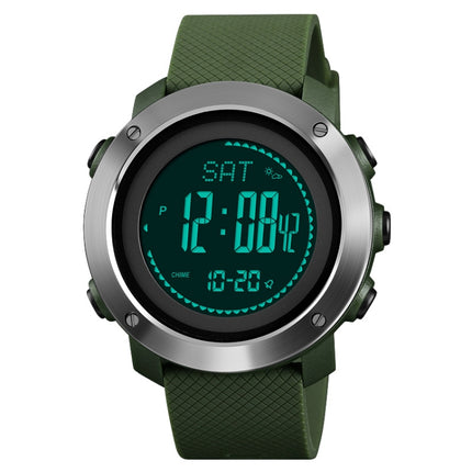 SKMEI 1418 Outdoor Sports Women Watch High Pressure Compass Electronic Watch, Style: Steel Ring Version (Army Green)-garmade.com