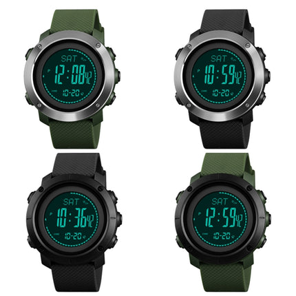 SKMEI 1418 Outdoor Sports Women Watch High Pressure Compass Electronic Watch, Style: Steel Ring Version (Army Green)-garmade.com