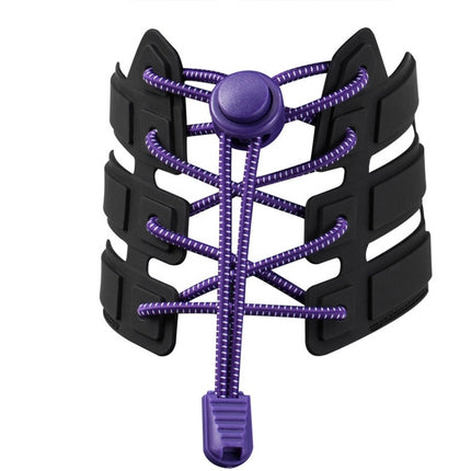1pairs Spring Buckle Lazy Elastic Shoelaces For Adults And Children 110cm(NO.69 Purple)-garmade.com