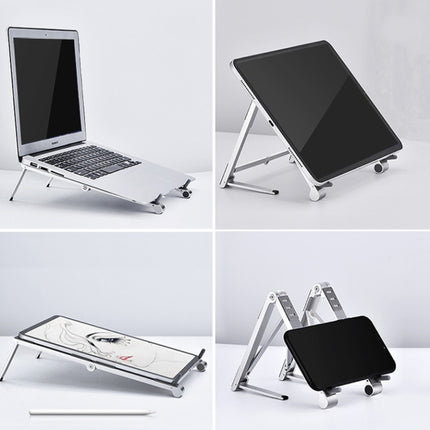 X23 3 In 1 Portable Storage Foldable Aluminum Phone Tablet Stand(Grey)-garmade.com