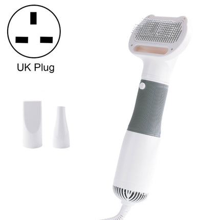 3 in 1 600W Pet Electric High Wind Hair Removal Blowing Combs, Specification: UK Plug 220-240V(Gray)-garmade.com