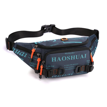 HAOSHUAI 5135 Outdoor Men Waist Bag Waterproof Nylon Cloth Men Bag(Dark Blue)-garmade.com