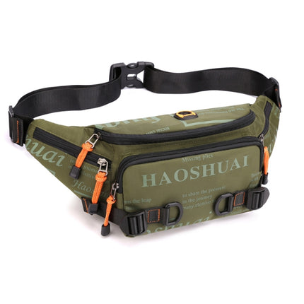 HAOSHUAI 5135 Outdoor Men Waist Bag Waterproof Nylon Cloth Men Bag(Army Green)-garmade.com
