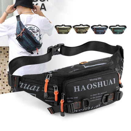 HAOSHUAI 5135 Outdoor Men Waist Bag Waterproof Nylon Cloth Men Bag(Dark Blue)-garmade.com