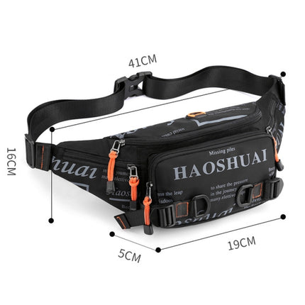 HAOSHUAI 5135 Outdoor Men Waist Bag Waterproof Nylon Cloth Men Bag(Black)-garmade.com
