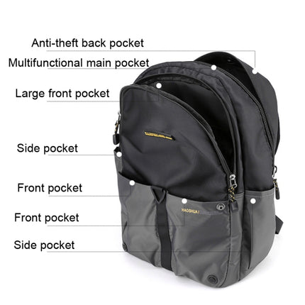 HAOSHUAI 6815 Outdoor Travel Backpack Men Business Computer Notebook Backpack(Grey)-garmade.com