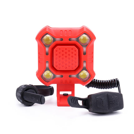 2 In 1 Bike 140db Bell 4 Lamp Cycling Light Bicycle Horn 5-sounds Alarm(Red)-garmade.com