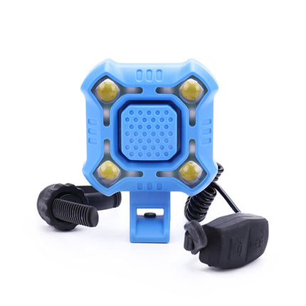 2 In 1 Bike 140db Bell 4 Lamp Cycling Light Bicycle Horn 5-sounds Alarm(Blue)-garmade.com