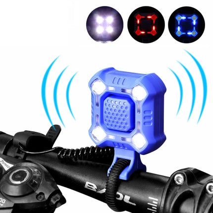 2 In 1 Bike 140db Bell 4 Lamp Cycling Light Bicycle Horn 5-sounds Alarm(Blue)-garmade.com
