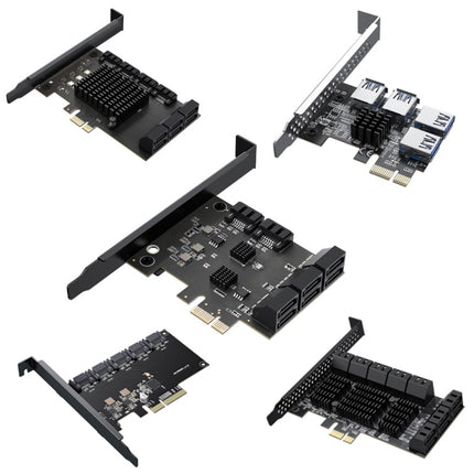 PCIE X4 To 5 Ports SATA3.0 Rotary Card Computer Desktop Solid State Hard Disk-garmade.com