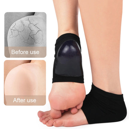 007 2pairs Silicone Anti-cracked Heel protector Moisturizing Non-slip Socks(Black)-garmade.com