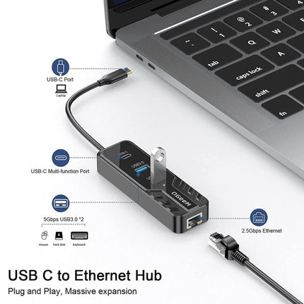 QGeeM UH04-8 Type-C Multifunctional Docking Station HUB To HDMI/RJ45 2.5G Expander(4 In 1)-garmade.com