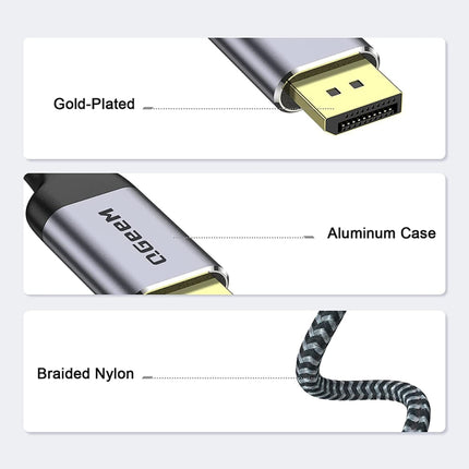 QGeeM QG-UA13 Type-C To DP 4K 60Hz Nylon Braided Adapter Cable, Length: 1.2m-garmade.com