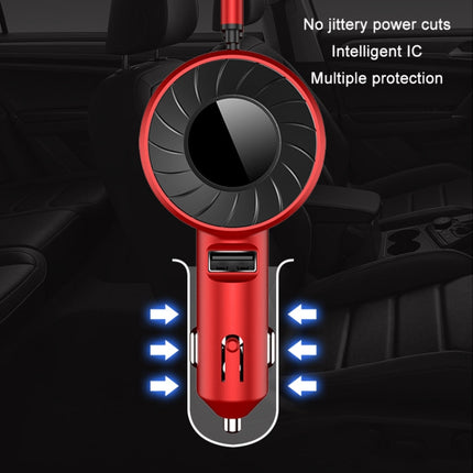 3 In 1 USB Dual Cable Single Pull Retractable Car Charger(Black)-garmade.com