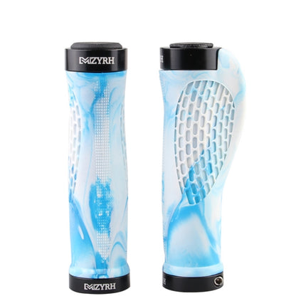 MZYRH 1pair Mountain Bike Bicycle Handlebar Grips Protective Covers(White and Blue)-garmade.com